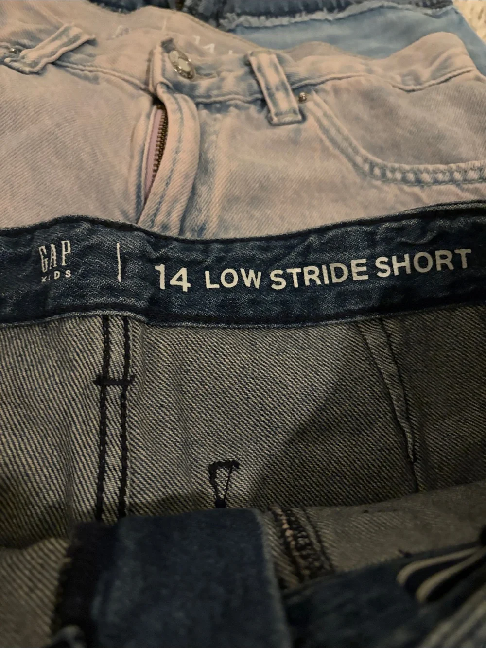 GAP Denim Shorts Set — Dark Blue, Light Blue, Pale Pink Girls 14